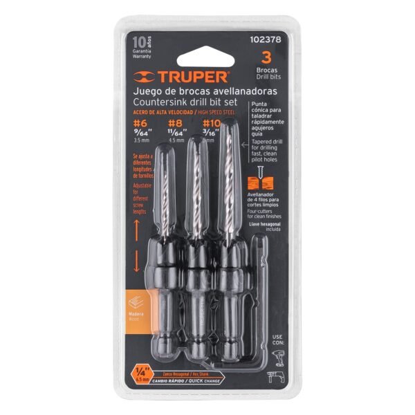 Juego de 3 brocas avellanadoras TRUPER 102378