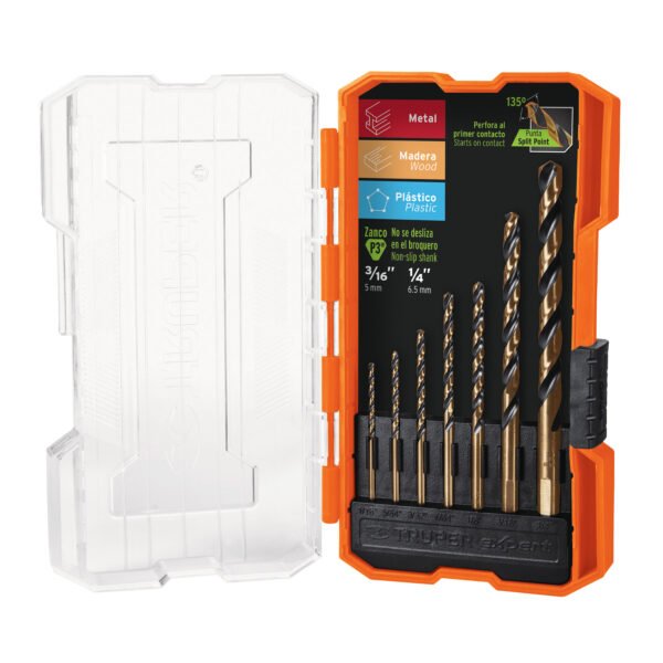 Juego de 7 brocas HSS para metal en estuche Truper Expert 11396
