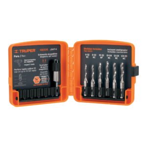 JBMT-6.jpg Juego de 6 brocas HSS con machuelo para metal Truper 102335