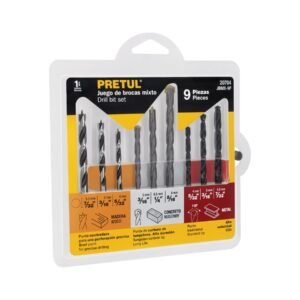 JBMX-9P.jpg Juego de 9 brocas para metal concreto y madera Pretul 20704