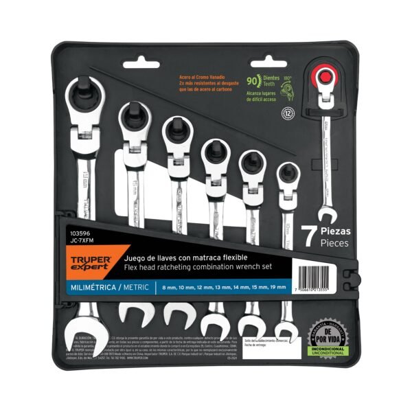 Juego de 7 llaves combinadas mm con matraca flexible 103596