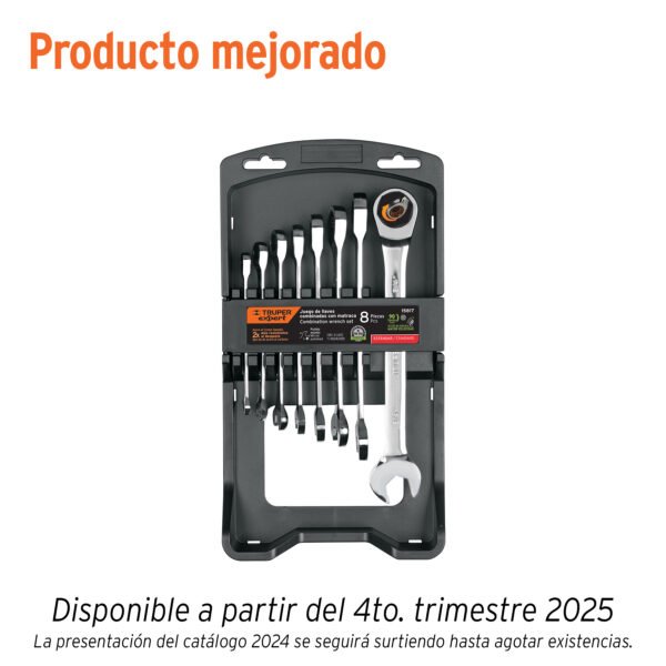 Juego de 8 llaves combinadas std pulidas con matraca EXPERT 15817