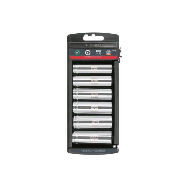 Juego 6 dados largos cuadro 1/2 std Truper 14174