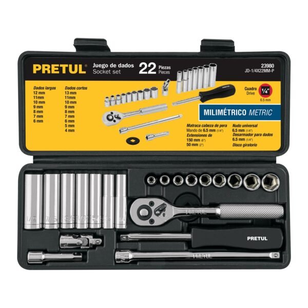 Juego de 22 herramientas 1/4 mm para mecánico Pretul 23980