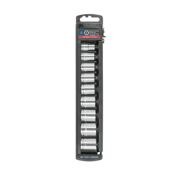 Juego de 9 dados cuadro 3/8 std Truper 13950