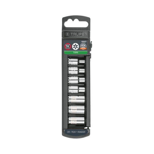 Juego de 7 dados torx cuadro 1/4 Truper 10027
