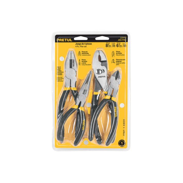 Juego de 4 pinzas mangos de PVC Pretul 22970