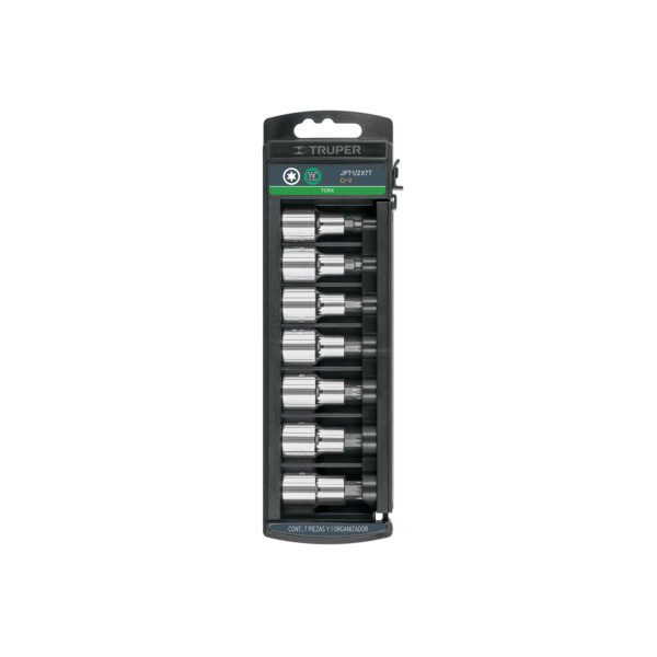 Juego de 7 dados cuadro 1/2 punta torx Truper 102237