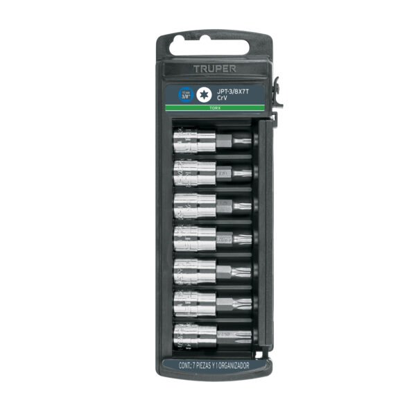Juego de 7 dados cuadro 3/8 punta torx Truper 14171