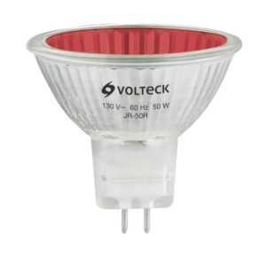 Lámpara de halógeno rojo 50 W tipo MR16 en caja Volteck 47255