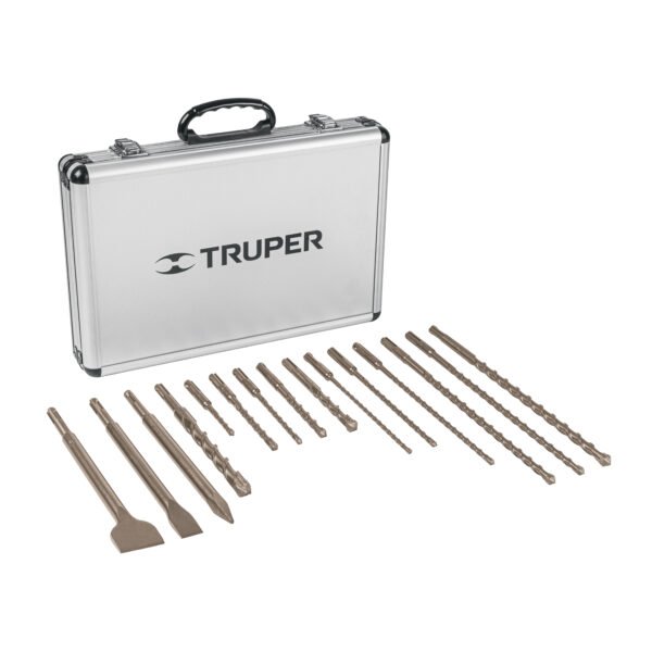 Juego de 15 brocas y cinceles SDS plus en estuche Truper 11897
