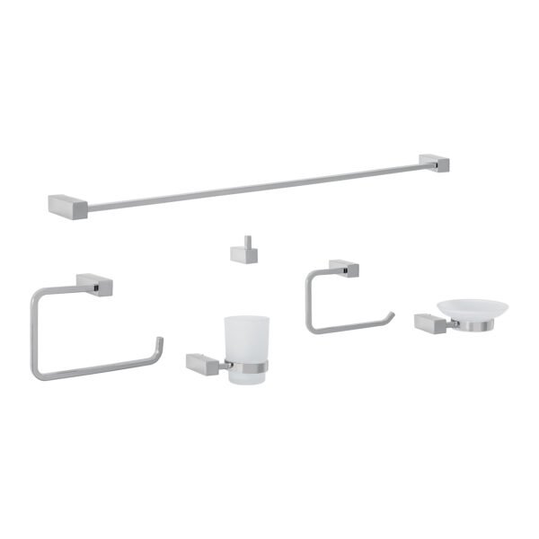 Juego de 6 accesorios para baño cromo FOSET KUBO 44319