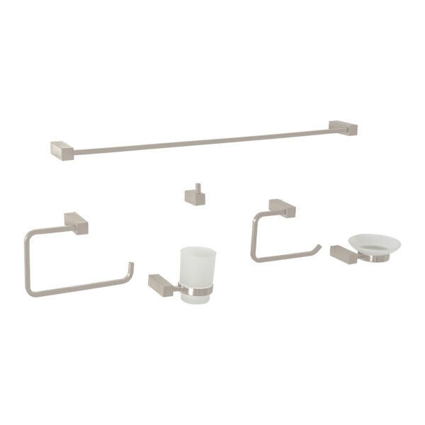 Juego de 6 accesorios para baño satín FOSET KUBO 44333