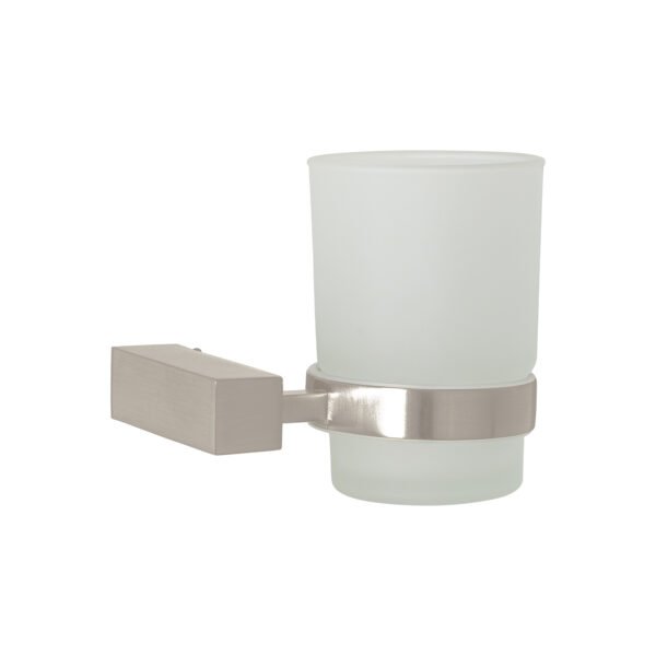 Portavaso cepillero con vaso de vidrio satín FOSET KUBO 44437