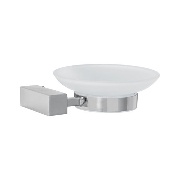 Jabonera con plato de vidrio cromo FOSET KUBO 44394