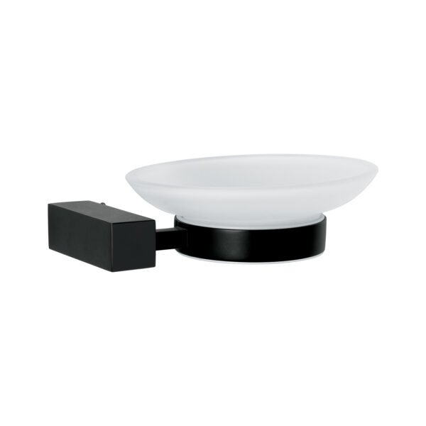 Jabonera con plato de vidrio negro FOSET KUBO 44397