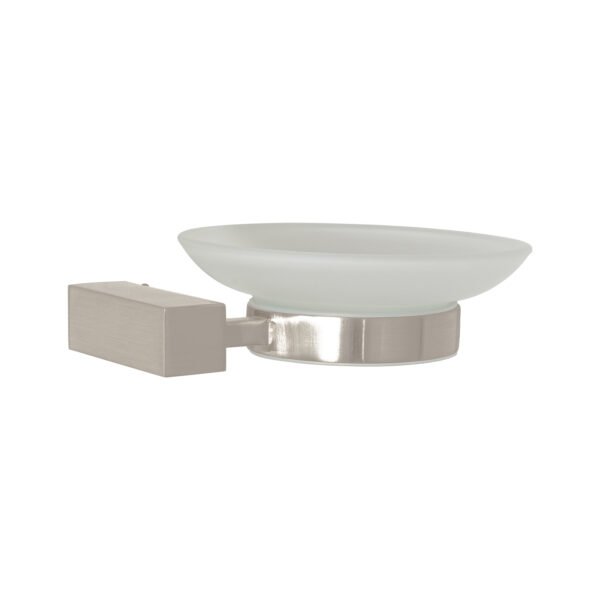 Jabonera con plato de vidrio satín FOSET KUBO 44398