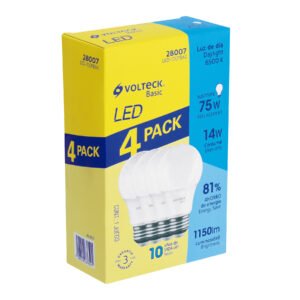 Pack de 4 lámparas LED A19 14 W (equiv. 75 W) luz de día 28007