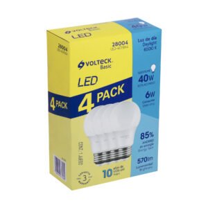 Pack de 4 lámparas LED A19 6 W (equiv. 40 W) luz de día 28004