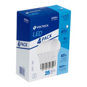 Pack de 4 lámparas LED A19 9 W (equiv. 60 W) luz de día 46864