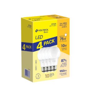 Pack de 4 lámparas LED A19 10 W (equiv. 75 W) luz cálida 27211