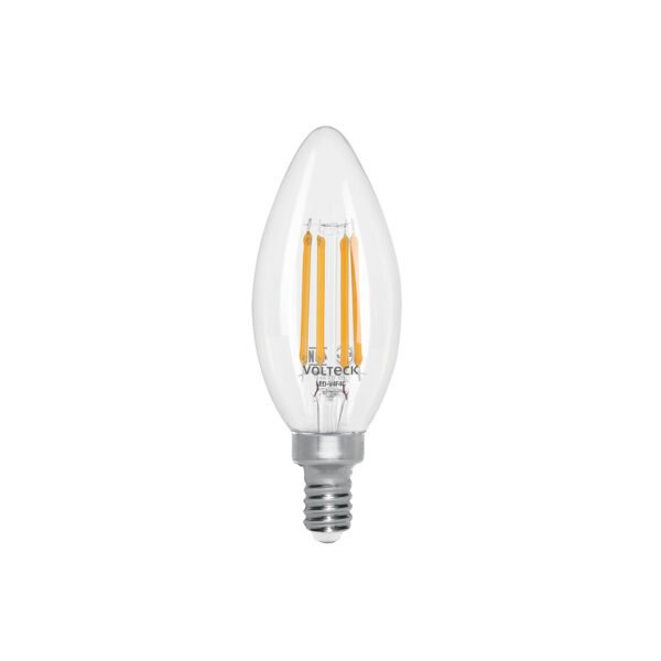 Lámpara LED tipo vela 4 W con filamento base E14 luz cálida 48254