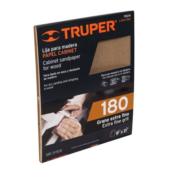 Lija para madera papel cabinet grano 180 Truper 11614