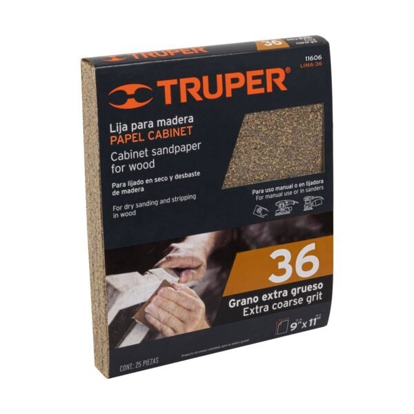Lija para madera papel cabinet grano 36 Truper 11606
