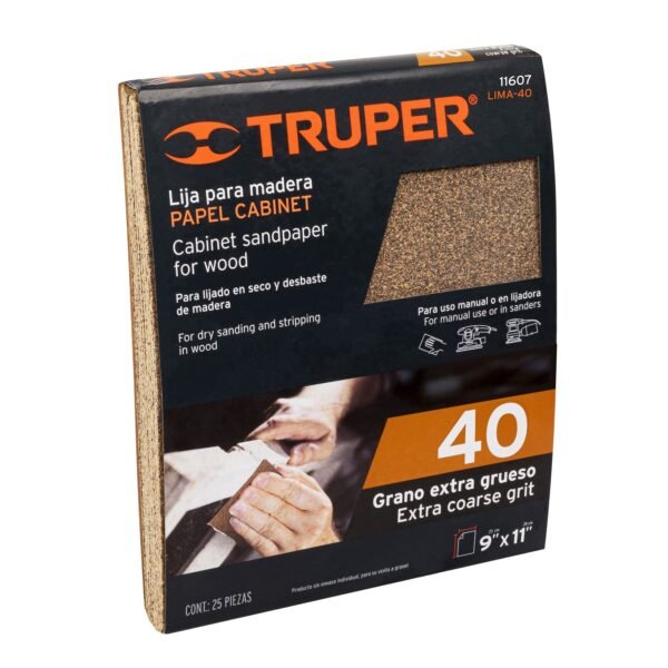 Lija para madera papel cabinet grano 40 Truper 11607