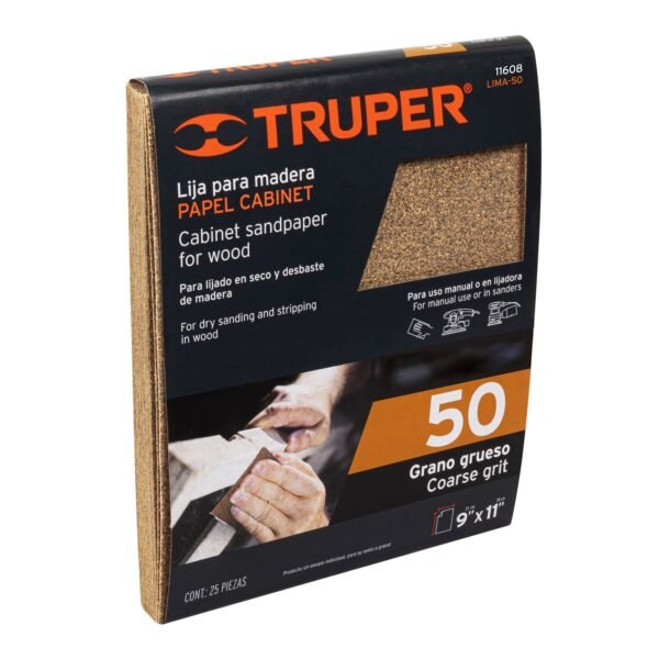 Lija para madera papel cabinet grano 50 Truper 11608