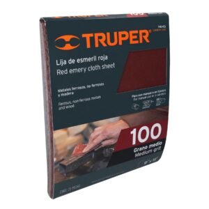 LIMER-100.jpg Lija de esmeril roja grano 100 de óxido de aluminio Truper 11645