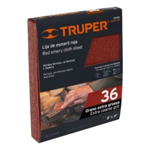 LIMER-36.jpg Lija de esmeril roja grano 36 de óxido de aluminio Truper 11640