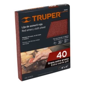 LIMER-40.jpg Lija de esmeril roja grano 40 de óxido de aluminio Truper 11644