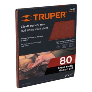 LIMER-80.jpg Lija de esmeril roja grano 80 de óxido de aluminio Truper 11642