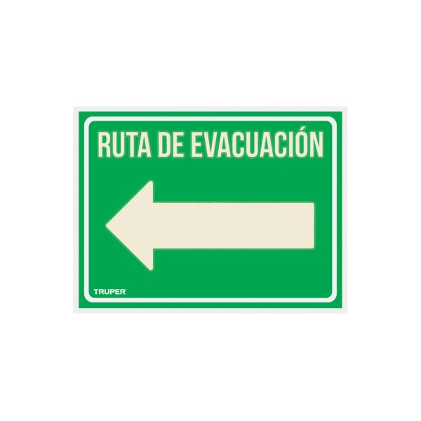 Letrero de señalización RUTA EVACUACIÓN IZQUIERDA21x28 cm 18369