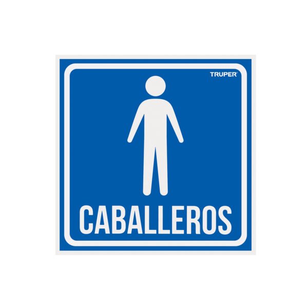 Letrero de señalización CABALLEROS 19 x 19 cm Truper 18474