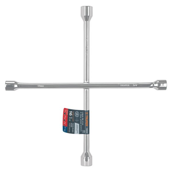 Llave de cruz 16 pulida y cromada TRUPER 102634