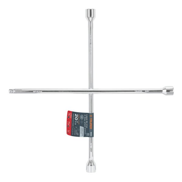 Llave de cruz 20 pulida y cromada con entrada cuadro 1/2 18024
