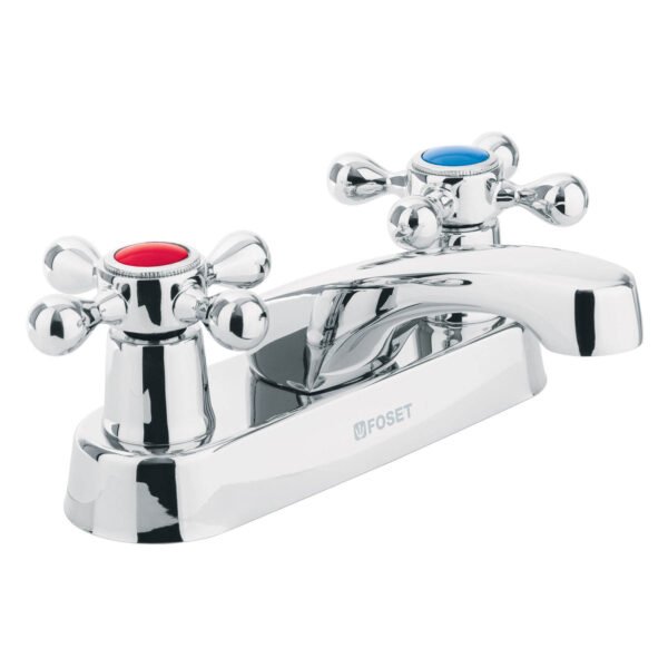 Mezcladora 4 para lavabo nariz larga manerales cruceta 47680