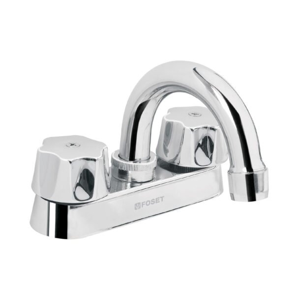 Mezcladora 4 para lavabo cuello curvo cartucho compresión 49589