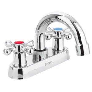 Mezcladora 4 para lavabo cuello curvo manerales cruceta 47681