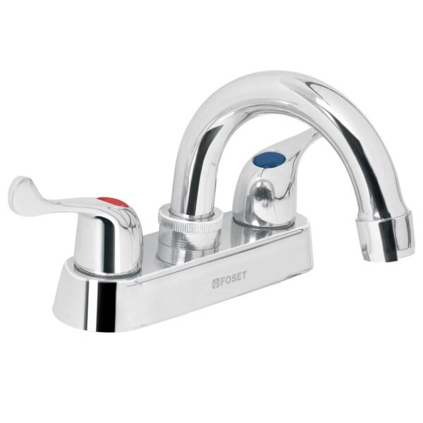 Mezcladora 4 para lavabo cuello curvo manerales palanca 49279