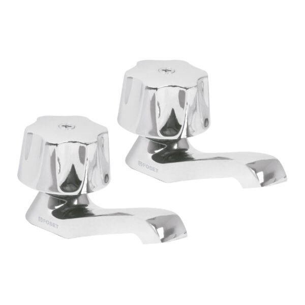 Juego 2 llaves individuales para lavabo manerales metálicos 49234