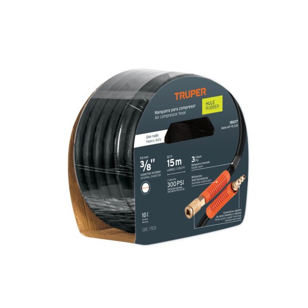 Manguera para compresor de hule 15m x 3/8 Truper 19017
