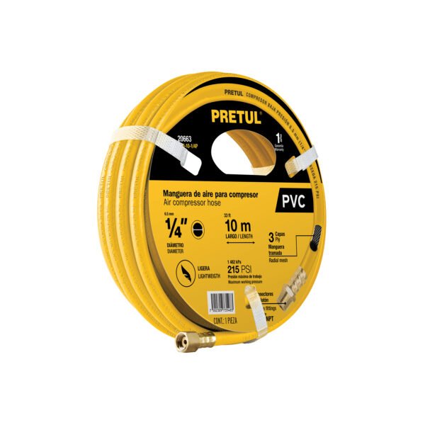 Manguera para compresor de PVC 10m x 1/4 Pretul 20663
