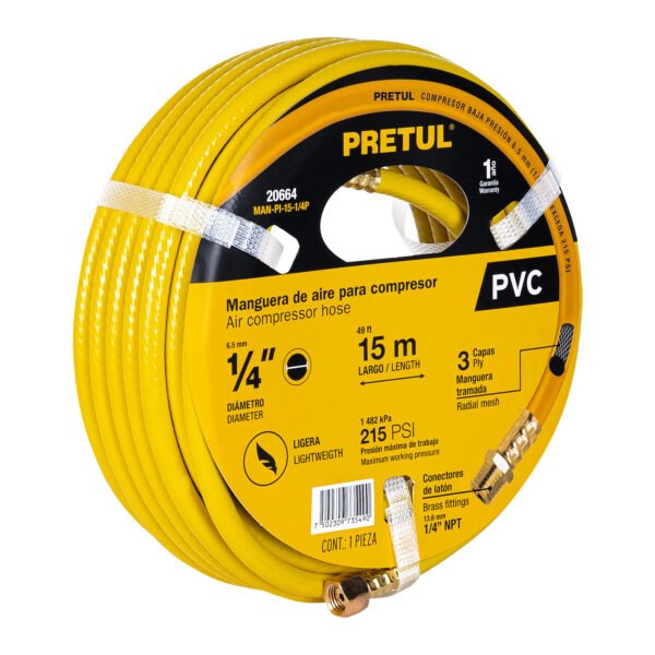 Manguera para compresor de PVC 15m x 1/4 Pretul 20664
