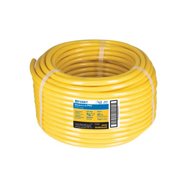 Manguera para gas PVC amarilla 3/8x50m s/conexión Foset 45015