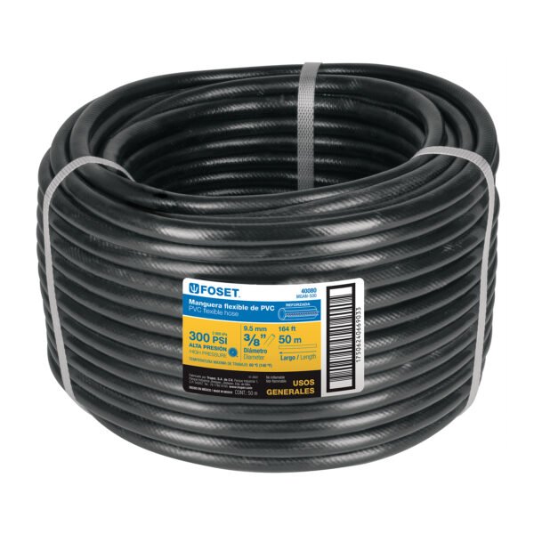 Manguera para gas PVC negra 3/8x50 m s/conexión Foset 40080