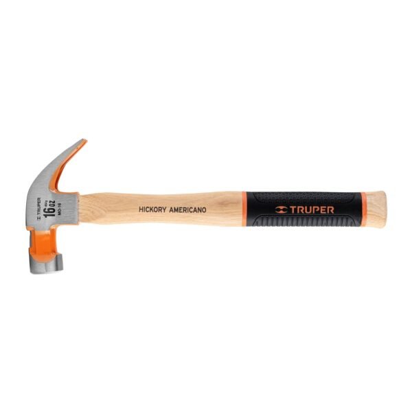 Martillo pulido 16 oz uña curva mango hickory Truper Grip 16654