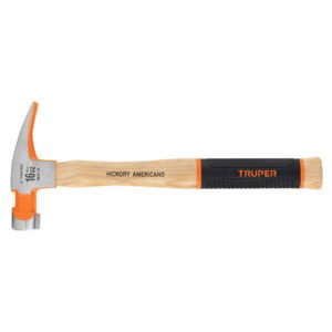 Martillo pulido 16 oz uña recta mango hickory Truper Grip 16658